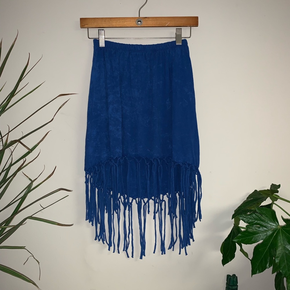 Blue Tied Fringe Skirt
